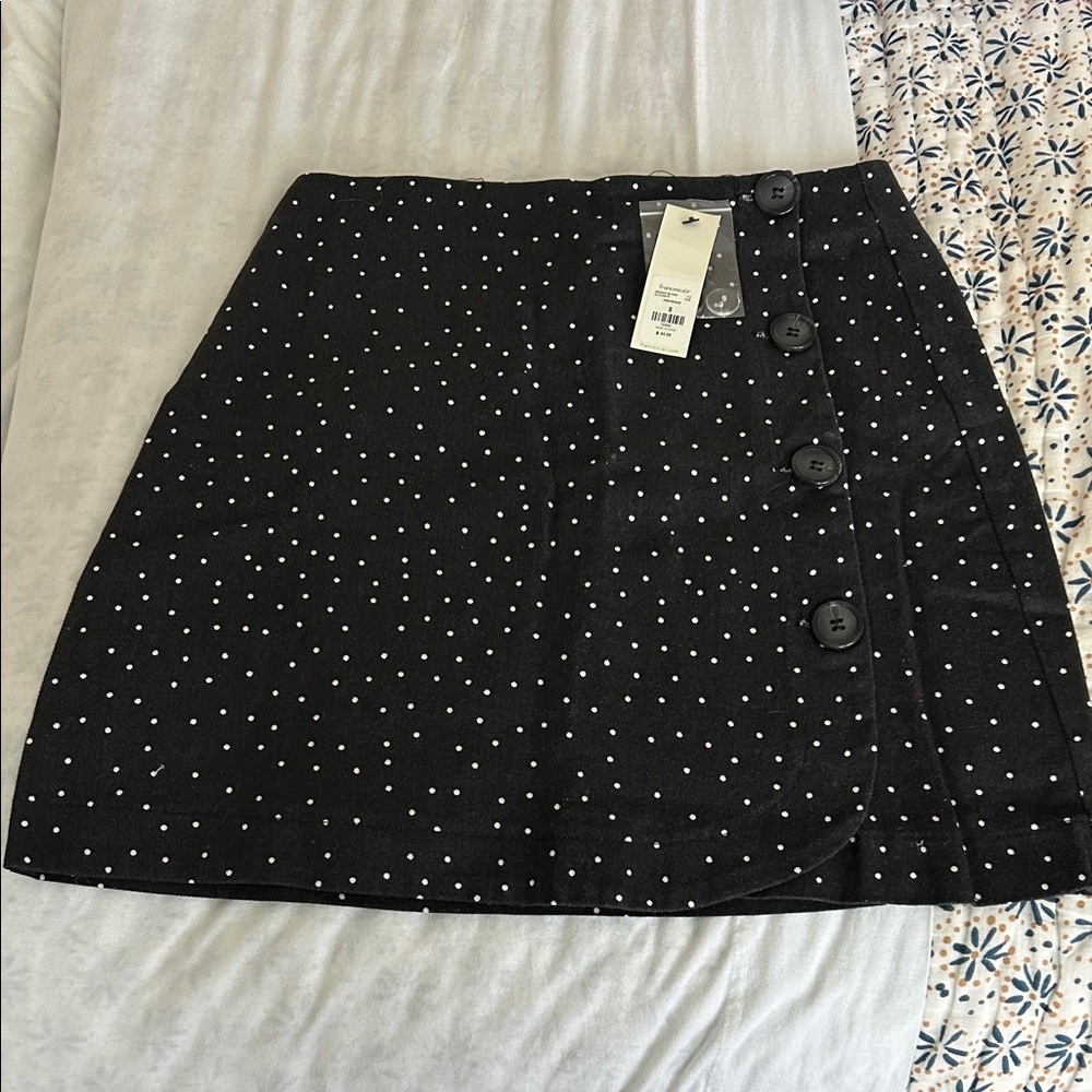 Francesca's Collections Black and White Buttoned Mini Skirt